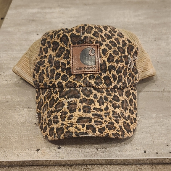 Carhartt Accessories - Leopard Print Trucker Baseball Ponytail Messy Bun Criss Cross Cap